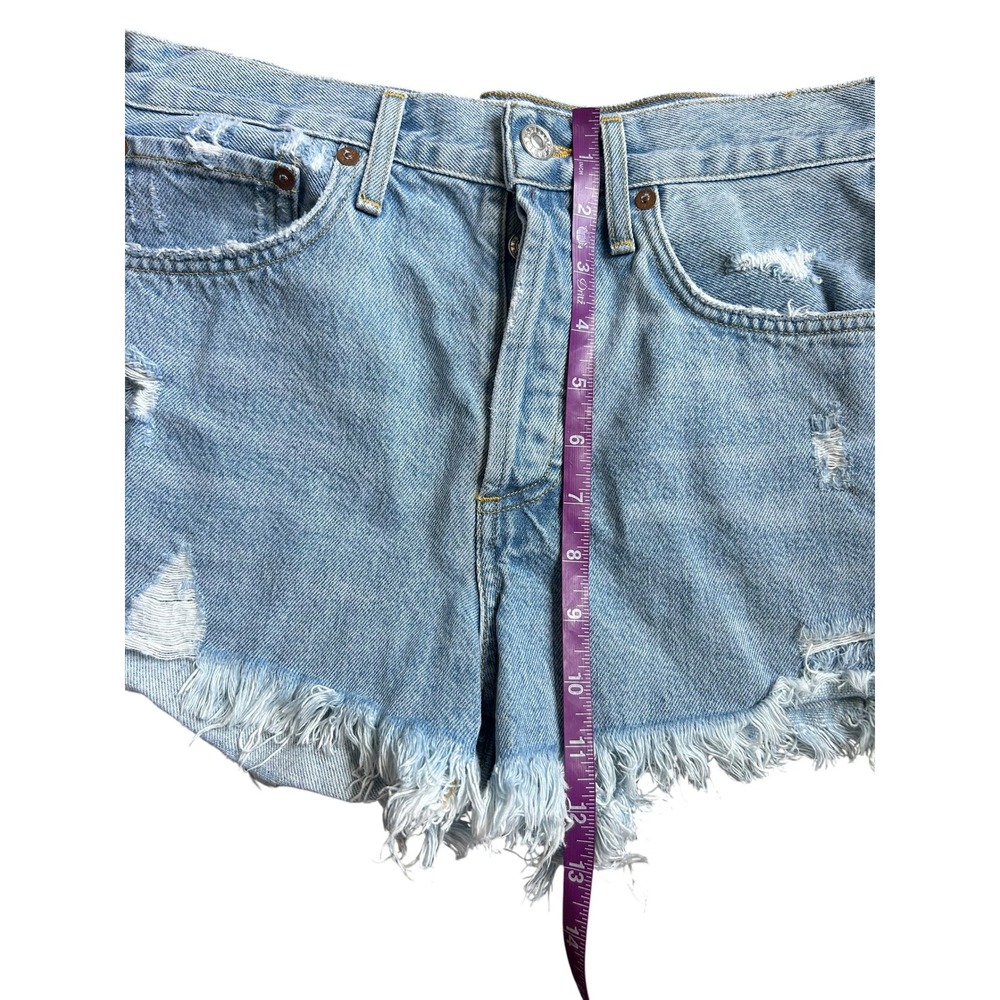 Agolde Parker Vintage Cut Off Short Light Wash Distressed Denim A026-811 Size 24 - Picture 6 of 8